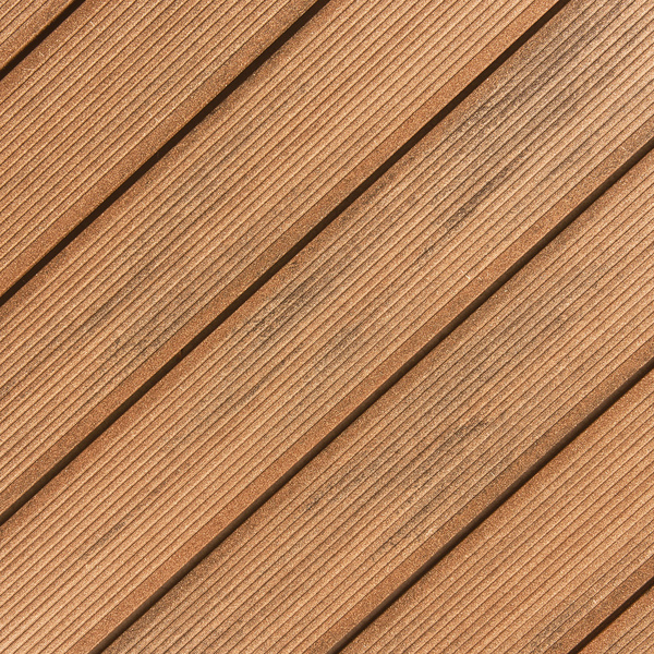Terrassendiele WPC Hohlkammer Eichenbraun einseitig genutet, einseitig geriffelt, längsseitige Nut, DIE KOMPAKTE plus - 21 x 140 mm