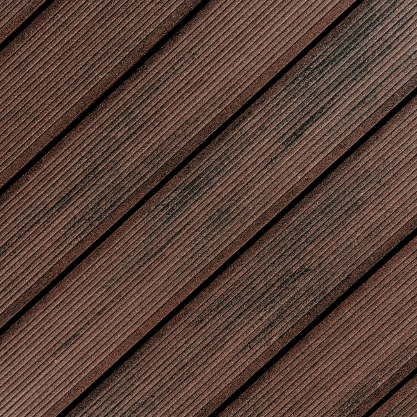 Terrassendiele WPC Hohlkammer Kastanienbraun einseitig genutet, einseitig geriffelt, längsseitige Nut, DIE KOMPAKTE plus - 21 x 140 mm