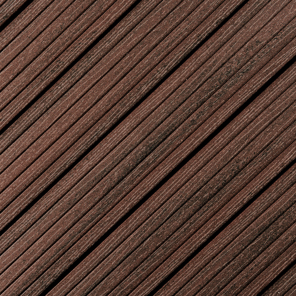 Terrassendiele WPC Hohlkammer Kastanienbraun einseitig genutet, einseitig geriffelt, längsseitige Nut, DIE KOMPAKTE plus - 21 x 140 mm