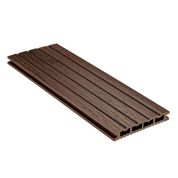 Terrassendiele WPC Hohlkammer Kastanienbraun einseitig genutet, einseitig geriffelt, längsseitige Nut, DIE KOMPAKTE plus - 21 x 140 mm