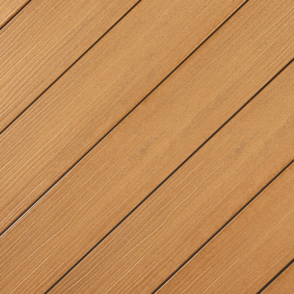 Terrassendiele WPC massiv Eichenbraun einseitig Holzstruktur, einseitig glatt, längsseitige Nut, DIE EXKLUSIVE - 21 x 140 mm