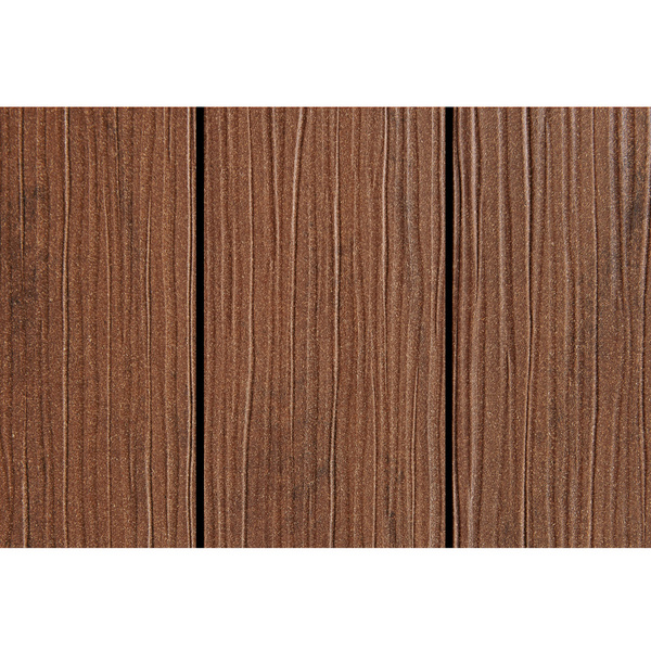 Terrassendiele WPC massiv Kastanienbraun einseitig Holzstruktur, einseitig glatt, längsseitige Nut, DIE EXKLUSIVE - 21 x 140 mm