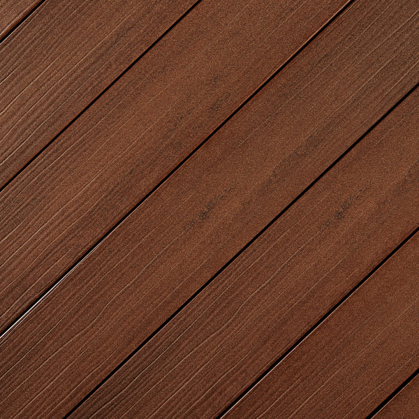 Terrassendiele WPC massiv Kastanienbraun einseitig Holzstruktur, einseitig glatt, längsseitige Nut, DIE EXKLUSIVE - 21 x 140 mm