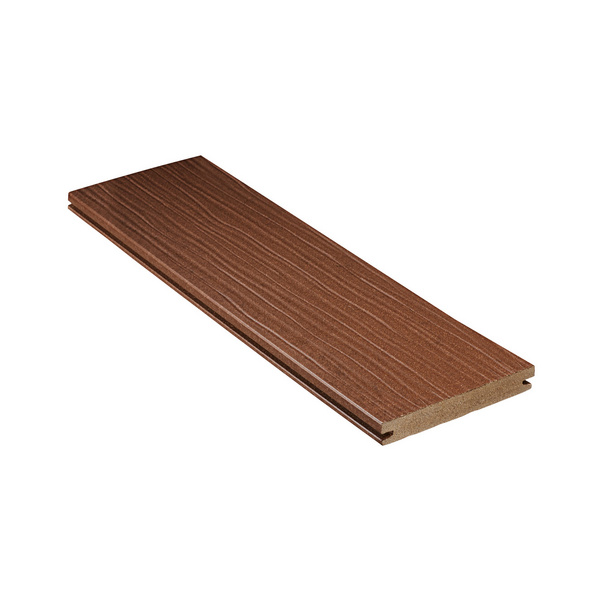 Terrassendiele WPC massiv Kastanienbraun einseitig Holzstruktur, einseitig glatt, längsseitige Nut, DIE EXKLUSIVE - 21 x 140 mm