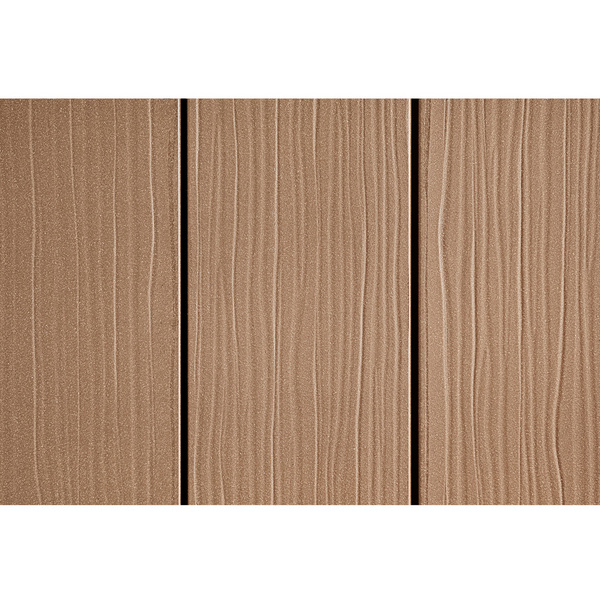 Terrassendiele WPC massiv Terrabraun einseitig Holzstruktur, einseitig glatt, längsseitige Nut, DIE EXKLUSIVE - 21 x 140 mm