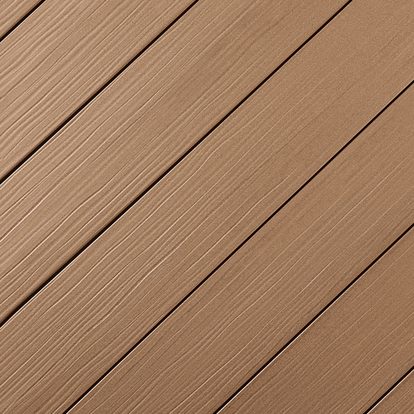 Terrassendiele WPC massiv Terrabraun einseitig Holzstruktur, einseitig glatt, längsseitige Nut, DIE EXKLUSIVE - 21 x 140 mm