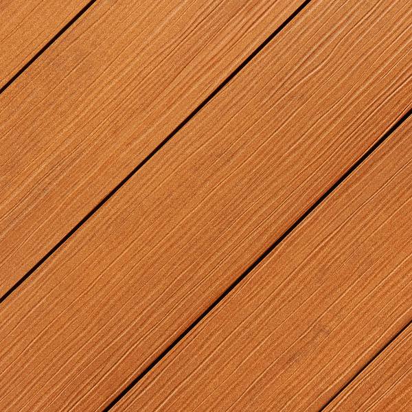 Terrassendiele WPC massiv Bernsteinbraun einseitig Holzstruktur, einseitig glatt, längsseitige Nut, DIE EXKLUSIVE - 21 x 200 mm