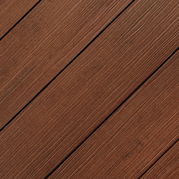 Terrassendiele WPC massiv Kastanienbraun einseitig Holzstruktur, einseitig glatt, längsseitige Nut, DIE EXKLUSIVE - 21 x 200 mm