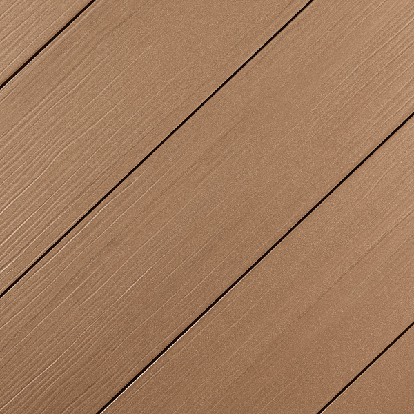 Terrassendiele WPC massiv Terrabraun einseitig Holzstruktur, einseitig glatt, längsseitige Nut, DIE EXKLUSIVE - 21 x 200 mm