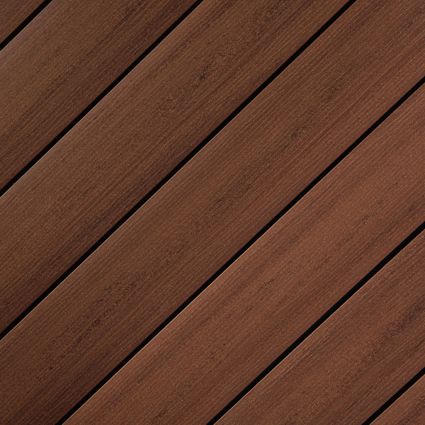 Terrassendiele WPC massiv Kastanienbraun einseitig Holzstruktur, einseitig glatt, unterseitige Nut, DIE SMARTE KLICK - 22 x 119 mm