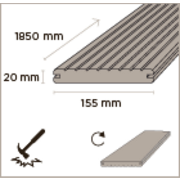 Terrassendiele Bambus einseitig gebürstet, einseitig geriffelt, stirnseitige Nut & Feder, Bamboo X-treme - 20 x 155 mm