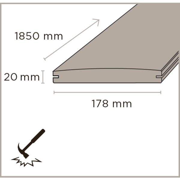Terrassendiele Bambus einseitig bombiert und gebürstet, stirnseitige Nut & Feder, Bamboo X-treme - 20 x 178 mm
