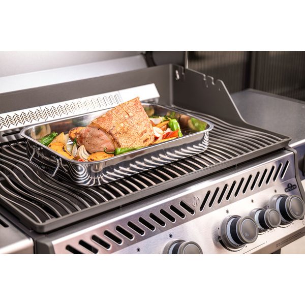 Edelstahl-Pfanne mit Rost