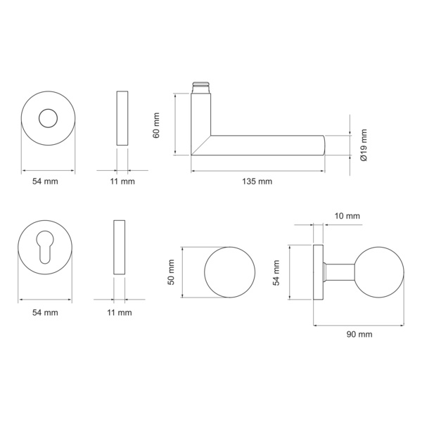 Slim Style E400B WGR 71, Wechselgarnitur rechts Edelst. matt
