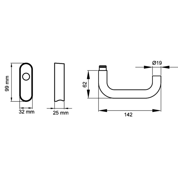 Kreta EF274 EAR 71, Fenstergriff Edelst. matt