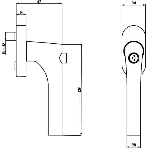 Rhodos EF284AB 71, Fenstergriff abschließbar mit integriertem Druckzylinder Edelst. matt