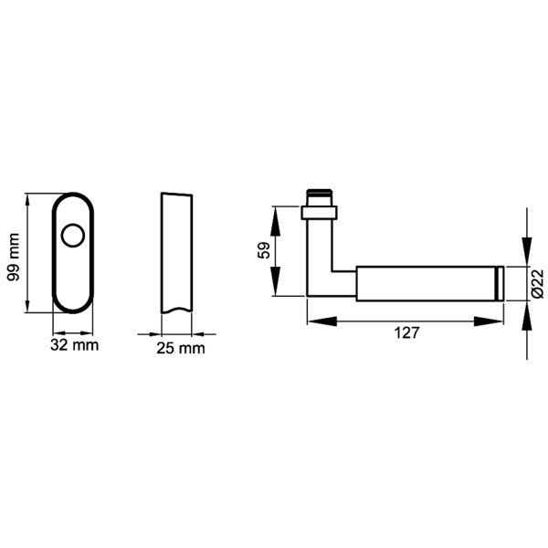 Tasmania EF314 EAR 71, Fenstergriff Edelst. matt