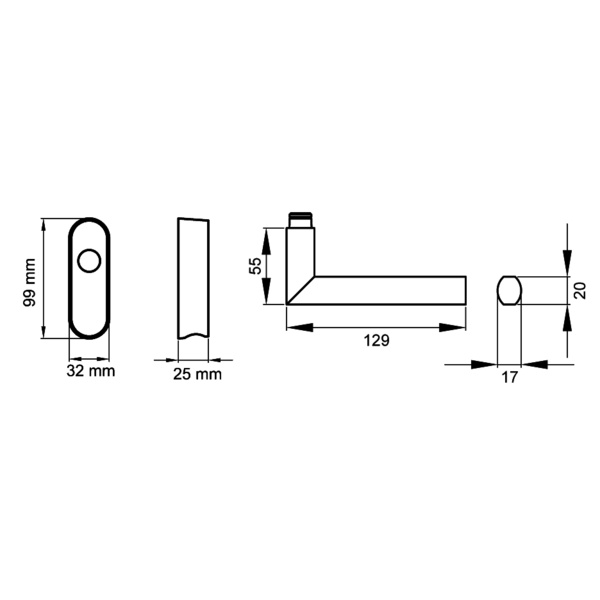 Porto EF434 EAR 73, Fenstergriff Edelst. poliert/matt