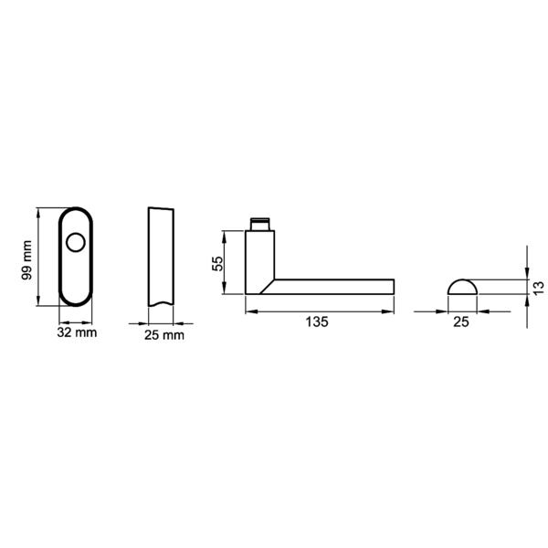 London EF514 EAR 71, Fenstergriff Edelst. matt