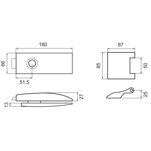 Glastürbeschlag-Set (Schlosskasten + Griffpaar + Bänder) "Air"