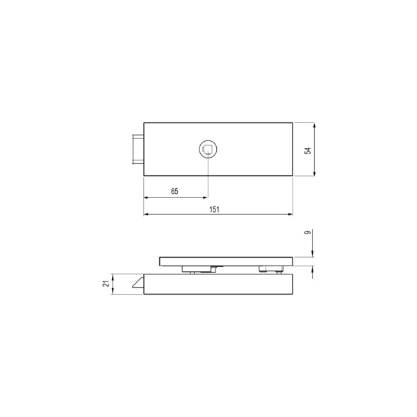 Rechteckiges schmales Glastürschloss EGS 210Q 0S 83, rechteckig unverschließbar Kosmos Schwarz