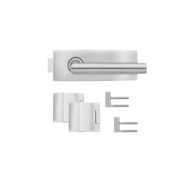 Glastürbeschlag-Set (Schlosskasten + Griffpaar + Bänder) "Air"