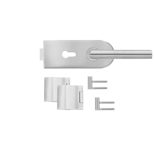 Glastürbeschlag-Set (Schlosskasten + Griffpaar + Bänder)