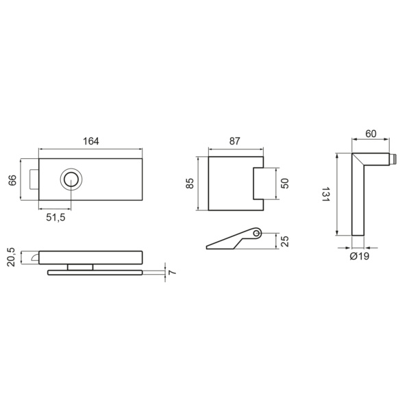 Glastürbeschlag-Set (Schlosskasten + Griffpaar + Bänder) "Essence"