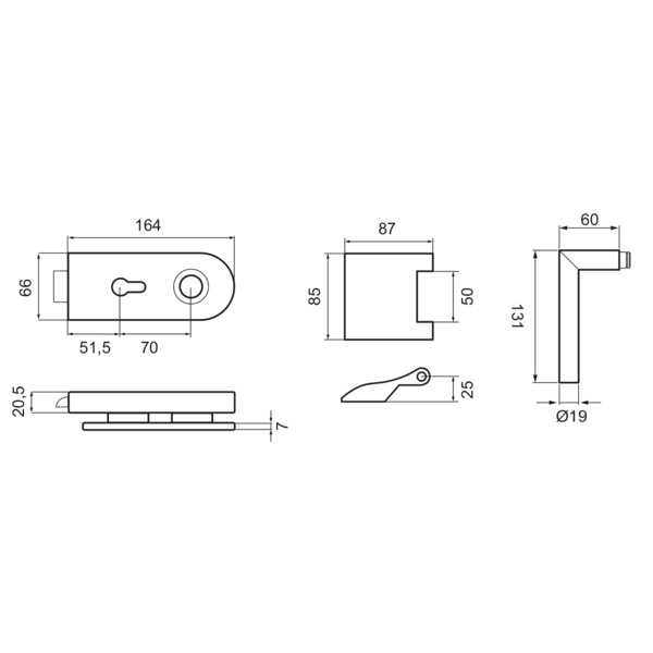 Glastürbeschlag-Set (Schlosskasten + Griffpaar + Bänder)