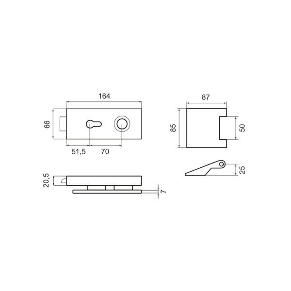 Glastürbeschlag-Set (Schlosskasten + Bänder) "Essence"
