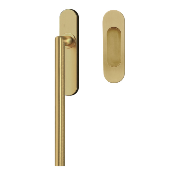 Rhodos EHSSET28 UN 88, Hebeschiebetür Griff -Set Modell Rhodos Griffmuschel außen Messing matt