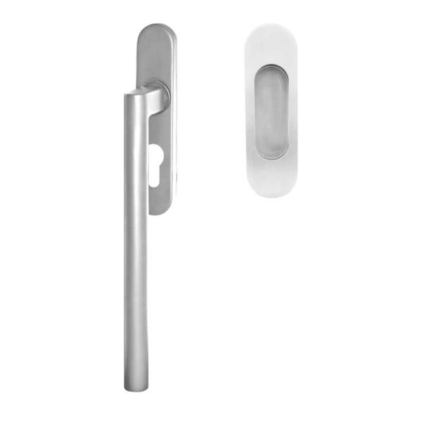 Madeira EHSSET45 PZ 71, Hebeschiebetür Griff -Set Modell Madeira Griffmuschel außen o. PZ-Lochung Edelst. matt