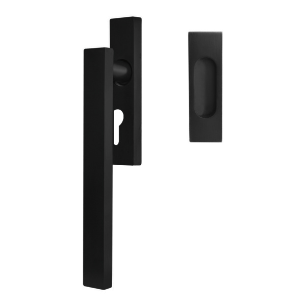 Milano EHSSET52Q PZ 83, Hebeschiebetür Griff -Set m. Modell Milano Griffmuschel außen o. PZ-Lochung Kosmos Schwarz