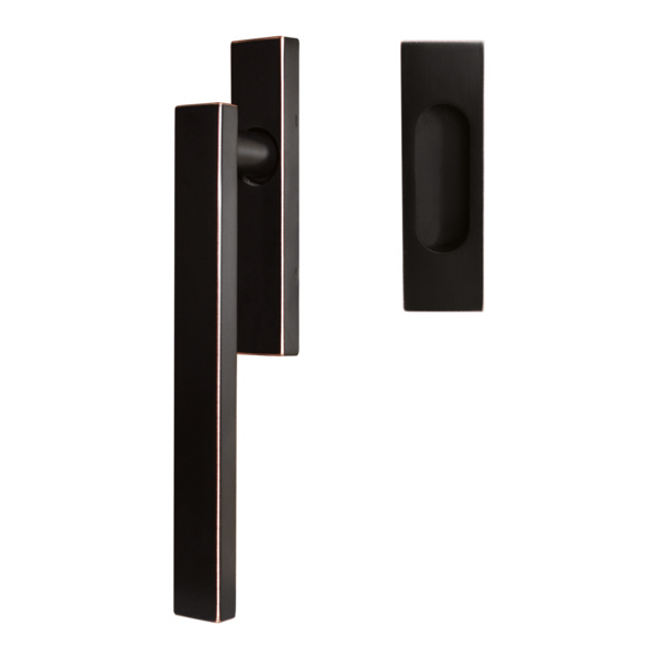 Milano EHSSET52Q UN 81, Hebeschiebetür Griff -Set m. Modell Milano Griffmuschel außen Antik Bronzeoptik