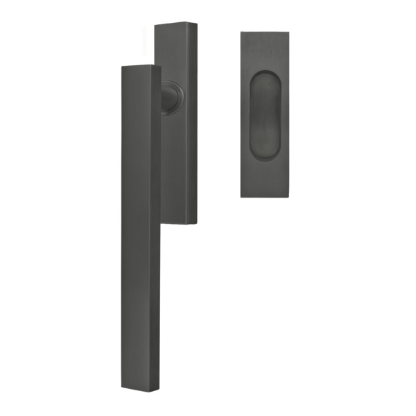 Milano EHSSET52Q UN 89, Hebeschiebetür Griff -Set m. Modell Milano Griffmuschel außen Titan Grau