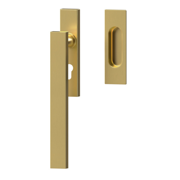 Milano EHSSET52Q PZ 88, Hebeschiebetür Griff -Set m. Modell Milano Griffmuschel außen o. PZ-Lochung Messing matt