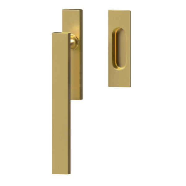 Milano EHSSET52Q UN 88, Hebeschiebetür Griff -Set m. Modell Milano Griffmuschel außen Messing matt