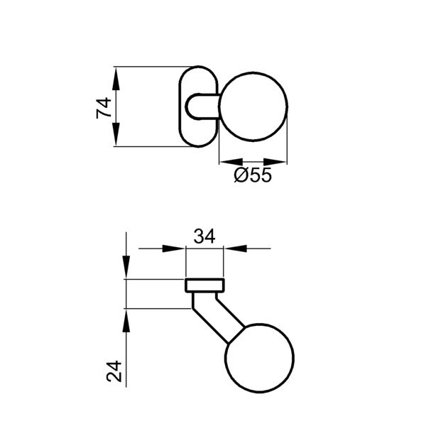 EK300RMGF RS 71, Knopf auf Rahmenrosette gekröpft fest mit Gewinderolle in Edelst. matt