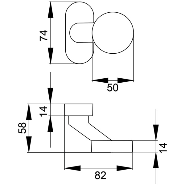 EK520RMGF R 71, Knopf auf Rahmenrosette gekröpft fest in Edelst. matt
