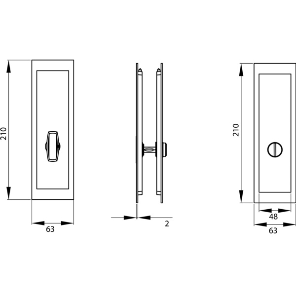 rechteckig EPDQ 2 83, Schiebetürrosetten-Set Kosmos Schwarz 1 Set