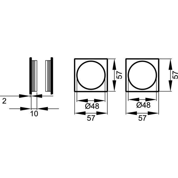 quadratisch EPDQ 0S 88, Schiebetürrosetten-Set Messing matt 1 Set