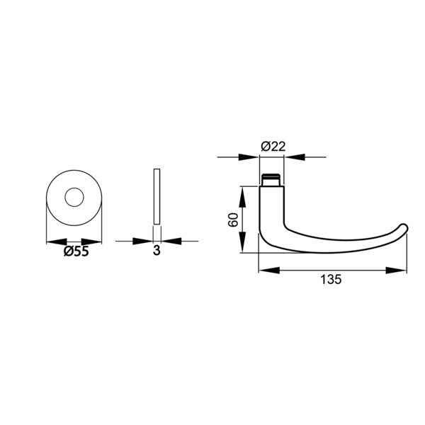 Elba EPL22 o. Schlüsselrosette 71 Edelst. matt