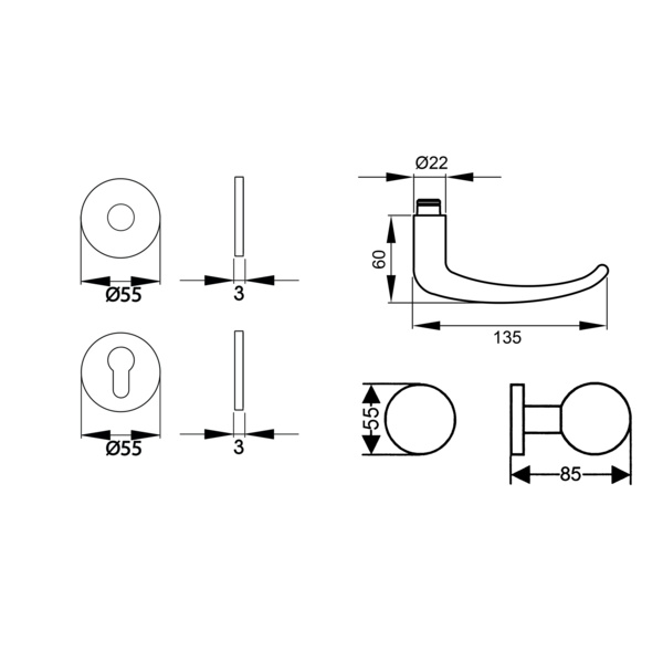 Elba EPL22 Wechselgarnitur rechts/links 71 Edelst. matt