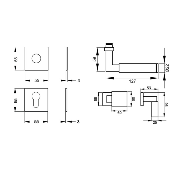 Tasmania EPL31Q Wechselgarnitur rechts/links 71 Edelst. matt