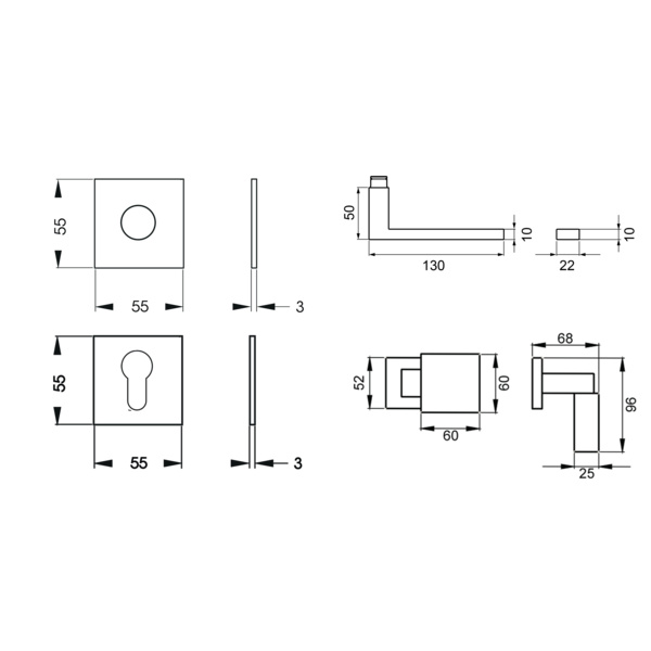 Venedig EPL61Q, Venedig Wechselgarnitur links Edelst. matt