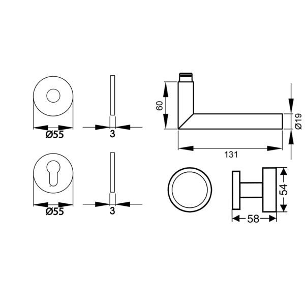 Rhodos EPL28 Wechselgarnitur rechts/links 81 Antik Bronzeoptik