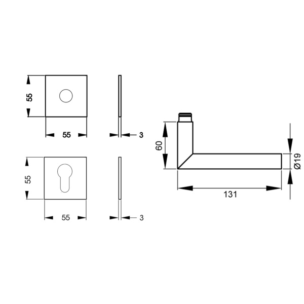 Rhodos EPL/FS28Q PZ0 Profilzylinder FS 71 Edelst. matt