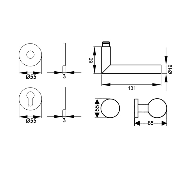 Rhodos EPL/FS 28 Wechselgarnitur rechts/links FS 81 Antik Bronzeoptik
