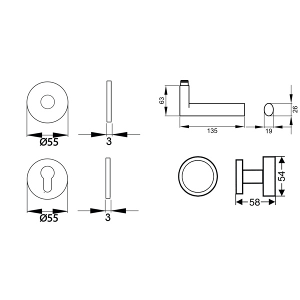 Madeira EPL/FS 45 Wechselgarnitur rechts/links FS 71 Edelst. matt
