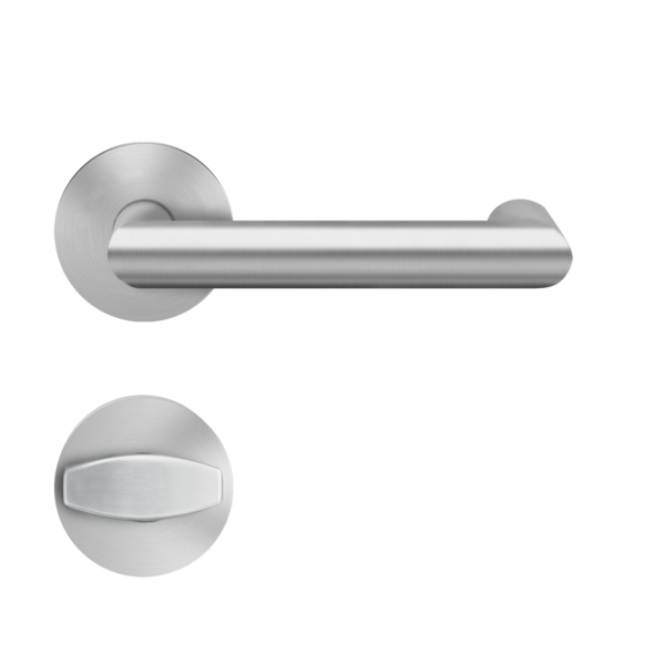 EPRO10, Kos XL auf runder Performance Rosette in Edelstahl matt, Bad rot/weiß Türstärke 38mm, 54mm